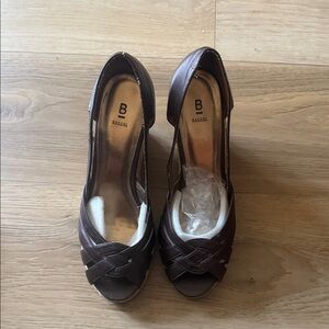 Women’s Chocolate Brown Peep-Toe Espadrille Heels